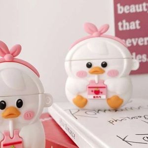 Airpod 1 2 case duck pink bow cute strawberry drink cartoon adorable